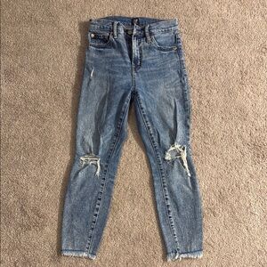 Gap True Skinny Distressed Jeans with Raw Hem